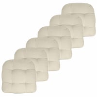 Sweet Home Collection | Patio Chair Pads Thick Fiber Fill Tufted 19 x 19 , Cream, 6 PK