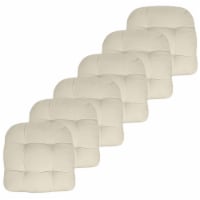 Sweet Home Collection Patio Cushions Outdoor Chair Pads Thick Fiber Fill  Tufted 19 x 19 Seat Cover, Cream, 6 Pack