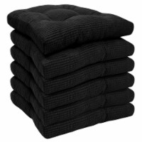 Sweet Home Collection | Memory Foam Tufted Chair Cushion Non Slip Rubber Back, Black, 6 PK