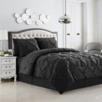 Sweet Home Collection | 8-Piece Pintuck, All Season Bed-in-A-Bag Set King, Solid Black