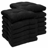 Sweet Home Collection | Memory Foam Tufted Chair Cushion Non Slip Rubber Back, Black, 12 PK