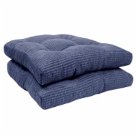 Sweet Home Collection | Memory Foam Tufted Chair Cushion Non Slip Rubber Back, Navy, 2 PK