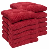 Sweet Home Collection | Memory Foam Tufted Chair Cushion Non Slip Rubber Back, Red, 12 PK