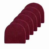 Sweet Home Collection | U-Shape High Density Memory Foam Chair Pads With Ties, Wine, 6 PK