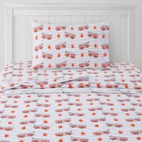 Sweet Home Collection | Fire Truck Printed Sheet Set, Kids Fun and Comfortable, Twin