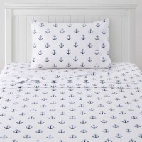 Sweet Home Collection | Ombre Ship Anchors Printed Sheet Set, Kids and Comfortable, Twin XL