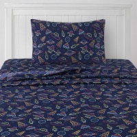 Sweet Home Collection | Neon Space Ships Printed Sheet Set, Kids and Comfortable, Twin XL