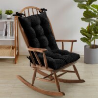 Sweet Home Collection | Velvet Rocking Chair 2PC Non Slip Upper and Lower Cushion, Black