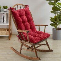 Sweet Home Collection | Velvet Rocking Chair 2PC Non Slip Upper and Lower Cushion, Red