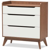 Baxton Studio Brighton 3 Drawer Chest in White and Walnut