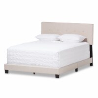 Baxton Studio Hampton Tufted King Low Profile Bed in Light Beige