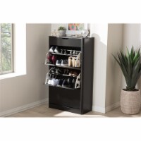 Baxton Studio SESC214-Black-Shoe Cabinet Cayla Modern & Contemporary Black Wood Shoe Cabinet