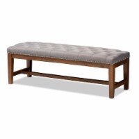 Baxton Studio Ainsley Tufted Bench in Grey and Walnut Brown