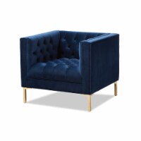 Baxton Studio TSF-7723-Navy-Gold Zanetta Luxe & Glamour Navy Velvet Upholstered Gold Finished
