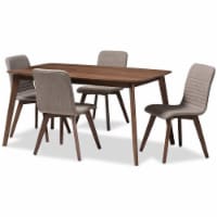 Baxton Studio Sugar 5 Piece Dining Set in Light Gray and Walnut Brown