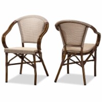Indoor & Outdoor Grey Bamboo Style Stackable Bistro Dining Chair Set of 2
