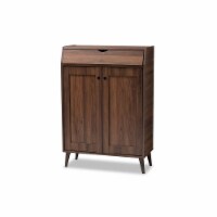 Baxton Studio SESC7003-Columbia-Shoe Cabinet Cormier Mid-Century Modern Walnut Brown finished