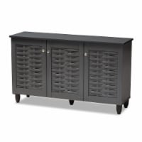 Baxton Studio Winda 3-Door Wood Entryway Shoe Cabinet in Dark Gray