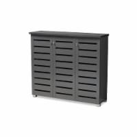 Baxton Studio Adalwin 3-Door Wood Entryway Shoe Cabinet in Dark Gray