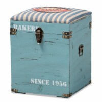 Baxton Studio Caye Fabric and Wood Ottoman with Storage in Light Blue
