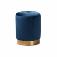 Baxton Studio TSF3307-Navy Blue-Gold-Otto Alonza Glam Navy Blue Velvet Fabric Upholstered Gol