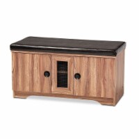 Valina Modern and Contemporary Dark Brown Faux Leather Upholstered 2-Door Wood Shoe Storage