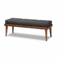 Baxton Studio Linus Modern Dark Grey Fabric Upholstered and Button Tufted Wood Bench