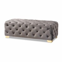 Baxton Studio Avara Modern Tufted Velvet Ottoman in Gray and Gold
