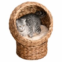 24  Water Hyacinth Elevated Cat Kitten Bed Ball Condo Pod Pet House Tree Brown