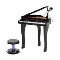 Kids Play Piano Keyboard Toy W/ Stool & Microphone & 37 Electronic Keys Black
