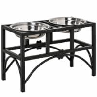 Elevated Raised Stainless Steel Double Bowl Food Water Dog Feeder Pet Dish Diner
