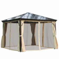 10'x10' Outdoor Patio Canopy Party Gazebo Shelter Hardtop w/ Mesh and Curtains