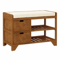 HOMCOM Wooden Shoe Rack Storage Entryway Bench Organizer w/ Drawer Cushion