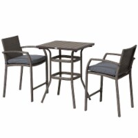 3Pc Rattan Wicker Bistro Set Patio Bar Table Chair Stool Garden