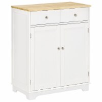 Kitchen Storage Cupboard Organizer Cabinet w/2 Drawers & Adjustable Shelf, White