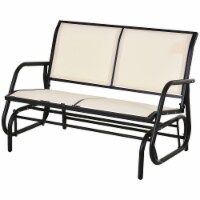 2-Person Outdoor Glider Bench Double Rocking Chair for Patio Garden Porch Beige