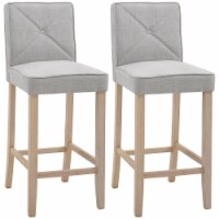 2 PCs Bar Stools Dining Chair w/ Footrest, Solid wood leg Home Pub,Beige