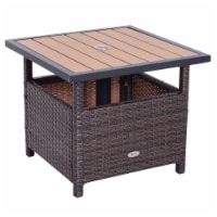 Rattan Wicker Outdoor Accent Table Bistro Side Desk Umbrella Stand Garden Patio