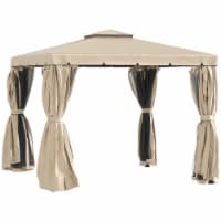 10' x 10' Patio Gazebo Outdoor Canopy Shelter with Double Vented Roof, Khaki