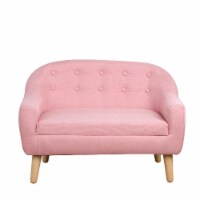 Cozy Children Sofa Couch Sturdy Wood 2 Seat Armrest Chair Kids Pink