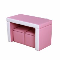 Kids Leather Sofa Armchair Multi-functional Table Chair Set Storage Blue