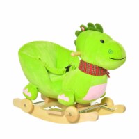 2-in-1 Kid Ride on Rolling Rocking Rider Wheeled Plush Dinosaur Toy w/ Song