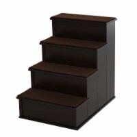 4-Step Wooden Pet Stairs, Small Animal Steps w/ Cushion for Dogs & Cats, 22 Lbs