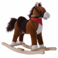 Kids Rocking Plush Horse Ride on Toy Moving Tail w/Scarf Child's Gift w/ Sound