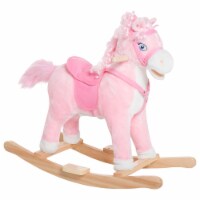 Kids Ride On Rocking Horse Pony Toy Plush Gift Moving Tail w/Sound Pink