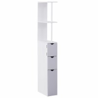 54  Tall Bathroom Linen 2-Tier Cabinet Shelf Storage Cupboard w/ Drawers, White