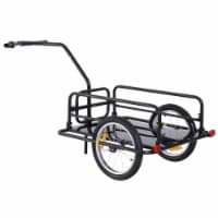 Folding Bicycle Cargo Storage Cart and Luggage Trailer with Hitch - Black