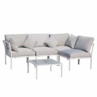 5PC Patio Garden Sofa Set Sectional Furniture Outdoor Couch W/ Cushion Lawn Grey