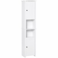 67” Wood Freestanding Bathroom Linen Tower Storage Unit Cabinet White