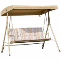 Retro Style 3 Seat Metal Frame Backyard Garden Canopy Top Cushioned Patio Swing